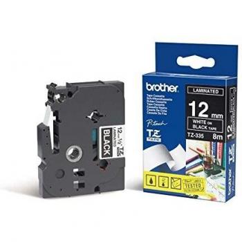 Cinta Laminada para Rotuladoras Brother TX-335 Blanco/Negro 12mm