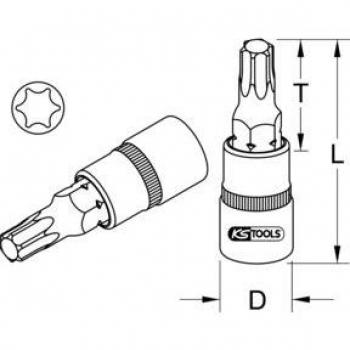 Llave de vaso KS Tools 9183768, 3/8 CHROMEplus Bit-Stecknuss Torx T9