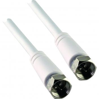 Cable de conexión SAT de 3m blanco con 2 conectores F, 75 Ohm, alta definición y doble apantallamiento