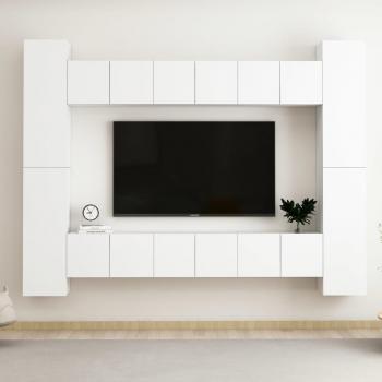 Set de Muebles para TV 10 Piezas Blanco en Madera Ingenierizada