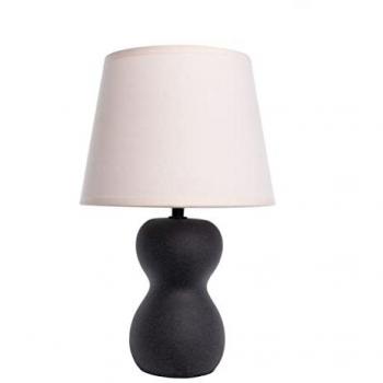 Lámpara de Mesa Moderna Fisura – Cerámica Beige y Negra, Enchufe Europeo, 32 cm de Alto