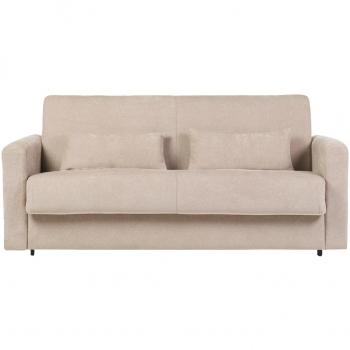 Sofá cama 3 plazas de tela efecto aterciopelado beige con colchón de 13 cm LETTO