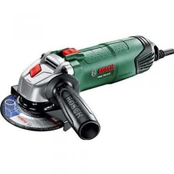 Bosch Home and Garden PWS 750-115 Amoladora, Empuñadura antivibraciones, Cubierta protectora, Velocidad en vacío 12.000 opm, Disco lijador de 115 mm, Con maletín, 750 W
