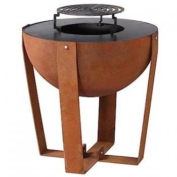 Barbacoa Plancha Brasero 3 en 1 de Acero Corten - Ancho 70 cm x Altura 80 cm x Profundidad 70 cm - GREZIO