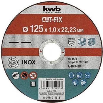 KWB 49711922 Pack Discos extrafinos Cut-Fix, 125 x 1 mm, Set de 10 Piezas