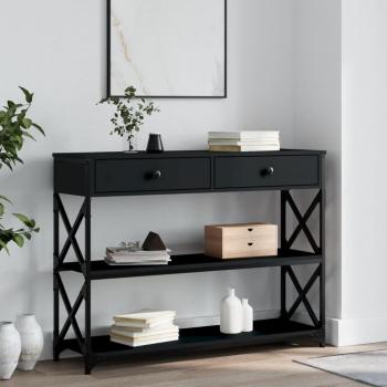 Mesa consola de madera de ingeniería 100x28x75 cm en color Negro, Roble Sonoma y Roble ahumado - Mesa de sofá, Mesa de Entrada para Salón, Consola de Entrada, Mueble Recibidor, Mes
