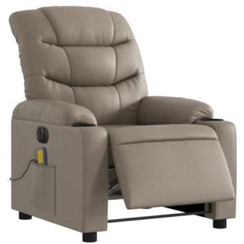 Sillón Reclinable de Masaje Eléctrico en Cuero Sintético Capuchino, Negro, Crema y Marrón - Silla Relax Ajustable para Personas Mayores, Sofá de Ocio