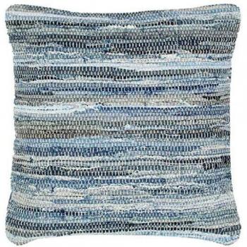 vidaXL Cojín Decoración Cama Sofá Salón Silla Sillón Diseño Estilo Chindi Vaquero Retro Vintage Original Decorativo Algodón Trenzado y Liso Azul