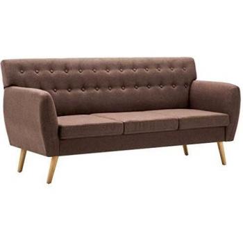 vidaXL Sofá de 3 Plazas Tapizado de Tela 172x70x82cm Marrón Mobiliario Hogar