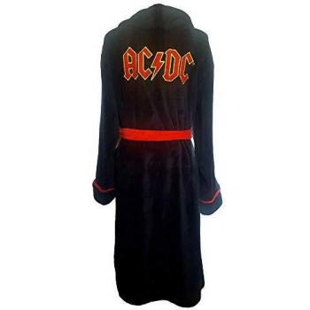 AC/DC Bathrobe Classic Band Logo Official Black Super Soft Fleece Unisex S-M