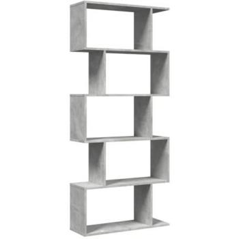 Librería divisora 5 niveles madera gris hormigón 70x24x161 cm