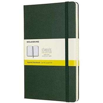 Moleskine - Cuaderno Clásico con Páginas Cuadriculada, Tapa Dura y Goma Elástica, Color Verde Mirto, Tamaño Grande 13 x 21 cm, 240 Páginas