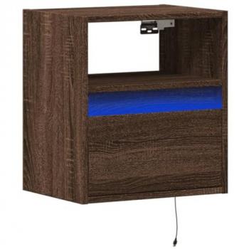 Mueble de TV de pared con luces LED marrón roble 41x31x45 cm