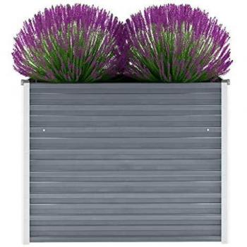 vidaXL Arriate de Jardín de Acero Galvanizado 100x40x77cm Gris Florero Patio