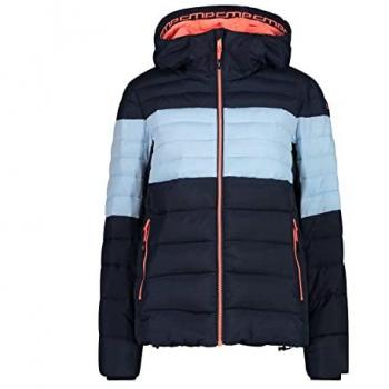 CMP Women's Relaxed Fit Down Jacket with Fixed Hood - Black Blue