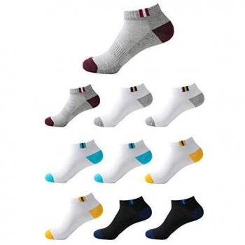 BUDERMMY - 5 o 10 pares de calcetines deportivos unisex con talón y puntera reforzados, calcetines deportivos cortos de algodón para hombre y mujer