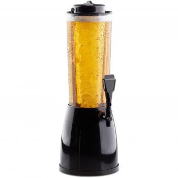 Relaxdays 10020992 Torre espita, 50 x 23 x 18 cm, Capacidad de 2,5 l, Columna de Cerveza, Pilar Transparente, Negro, plástico
