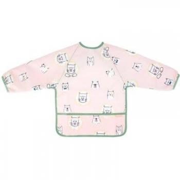Babero Rosa Manga Larga Impermeable Ajustable
