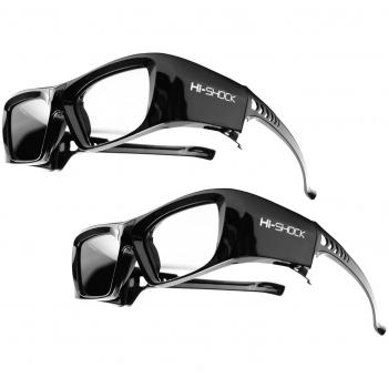 2x Hi-SHOCK® RF Pro Black Diamond | Gafas 3D-RF para proyectores: EPSON®, JVC®, SONY® | compatibles con ELPGS03, EB-W16, EH-TW550, EH-TW570, EH-TW5910, EH-TW5100, EH-TW5200, EH-TW5300, EH-TW5350, EH-TW5210, EH-TW6100, EH-TW6600, EH-TW7200, EH-TW8100