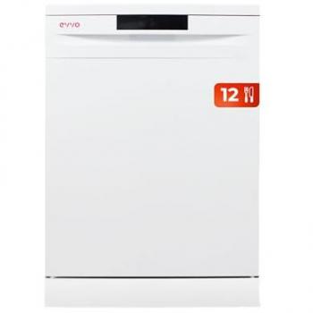 Lavavajillas de Libre Instalación EVVO D1 60cm, Capacidad para 12 Cubiertos, Clase E, Blanco, con Programa ECO y Bandeja Superior Ajustable