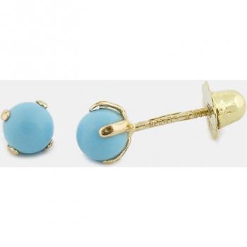 Pendientes de bebé de oro con turquesa en diseño clásico y elegante