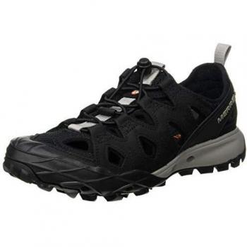 Merrell Choprock Leather Shandal, Zapatillas Impermeables para Mujer, Negro, 37 EU