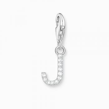 Colgante Charm Mujer Letra J en Plata de Ley con Zirconias Blancas 1949-051-14