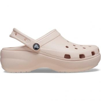Zuecos de mujer Classic Platform Clog Crocs - Color pardo beige, talla 42-43