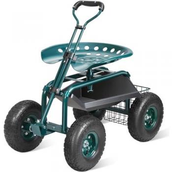 VEVOR 360-Degree Swivel Garden Stool with Wheels - Rolling Gardening Cart and Workseat
