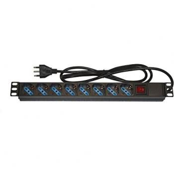 Multipresa Rack 19 8 Prese Universales con Interruptor y Enchufe Italiano 16A