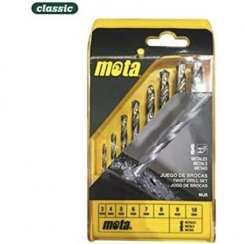 Juego de 8 Brocas de Acero Rápido (A.R.) Mota MJ8 para Metal, Diámetros 3mm a 10mm, con Punta de Tungsteno