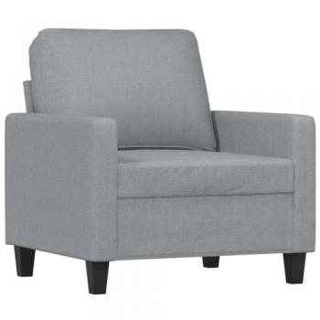 Sillón de tela gris claro 60 cm con reposabrazos, respaldo y tapizado para descanso en salón