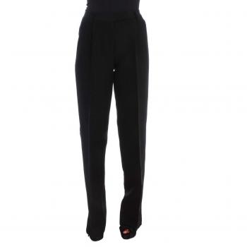 Ermanno Scervino Women Striped Cotton Blend Wide Leg Pants - IT42|M, Straight Trousers, Female, Black, Size: S Black Striped Wide Leg Pants