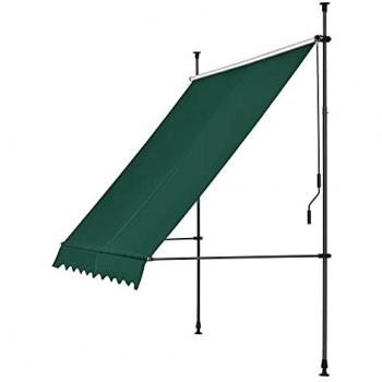 Toldo Articulado con Barras Telescópicas 400 x 120 cm Verde Oscuro - Protector de Sol para Terraza y Balcón