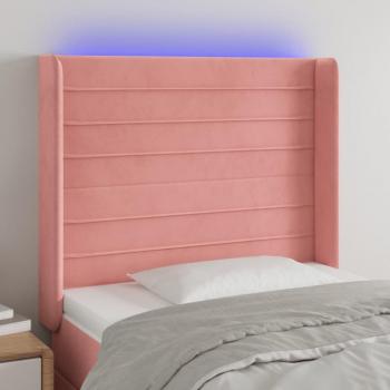 Cabecero LED de terciopelo rosa 103x16x118/128 cm