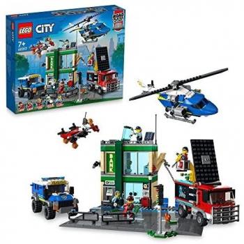 LEGO 60317 City Police Chase at the Bank with Helicopter, Drone and 2 Truck Toys for Kids 7 plus Years Old, 2022 Adventures Series Building Sets