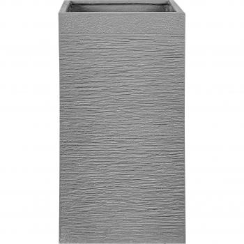 Maceta Alta Cuadrada de Arcilla Fibra Gris 40 x 40 x 77 cm Resistente a Rayos UV para Jardín y Decoración Interior/Exterior