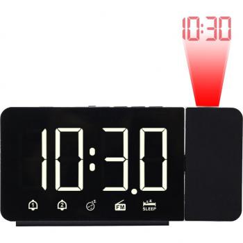 Reloj Despertador LED de Proyección Grande con Función Snooze, Radio FM, USB y Luz Nocturna - Decoración del Hogar