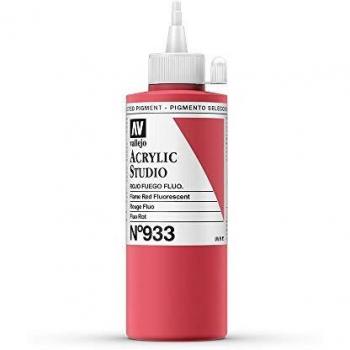 VALLEJO ACRYLIC STUDIO, PINTURA ACRÍLICA, 200ML, ROJO FUEGO FLUORESCENTE, Nº 933