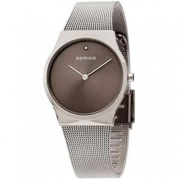 Bering Classic Ladies Quartz Watch with Satin Leather Strap and Sapphire Crystal, 30 mm
