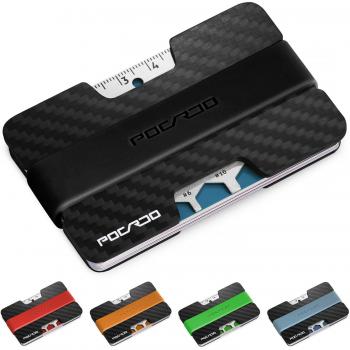 Cartera Hombre | RFID Billetera | Tarjetero Minimalista Fibra de Carbono | Slim Wallet