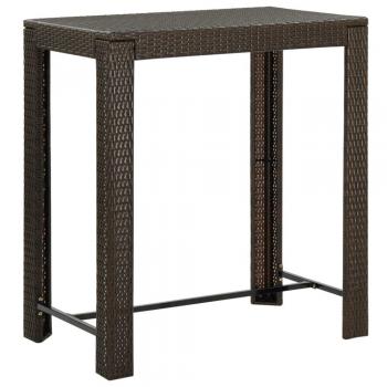 vidaXL Garden Bar Table Brown 100x60.5x110.5 cm Poly Rattan