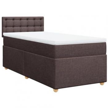 Cama box spring con colchón de tela marrón oscuro 90x190 cm