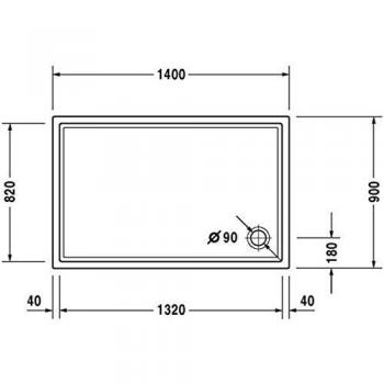 Duravit ducha bañera Starck Slimline 1400 x 900 x 55 mm, Rectángulo, Blanco, 720126000000000