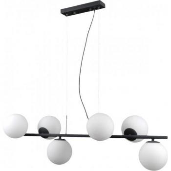 Lámpara colgante moderna Raddi Black - Lámpara colgante moderna negra de 6 luces con pantalla blanca, tipo de bombilla G9, marca Italux