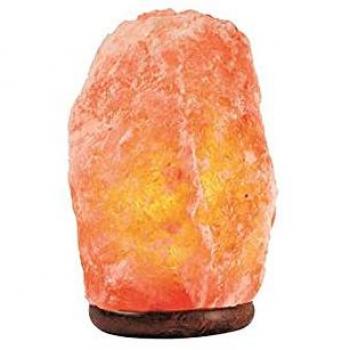 Lámpara de Sal del Himalaya 21cm con Base de Madera, Cable y Bombilla - Natural 100% BN2238 Ideal para crear un ambiente agradable, Mejora el Sueño y el Descanso