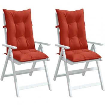 Cojines para sillas con respaldo alto 2 uds tela roja Mélange 120x50x7 cm