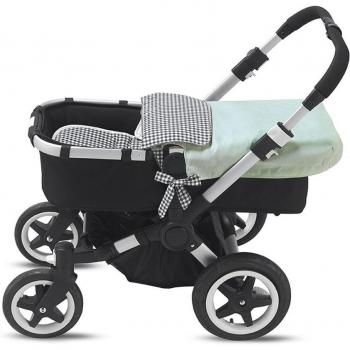 Saco Colcha/Capazo + Colchoneta Norababybags Black Vichy Mint 40x80x8 cm