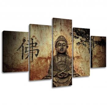 Cuadros en Lienzo Buda 160 x 80 cm Modelo Nr. 5502 XXL Las imágenes Estan Listas, enmarcadas en Marcos de Madera auténtica. El diseño de la impresión artística como un Mural Enmarcado.
