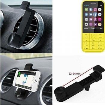Titular Smartphone para el coche para Nokia 225. Parrilla del coche montaje del sostenedor del coche para el teléfono inteligente. De aplicación universal. Negro. Fácil de instalar, sujeción segura. Utilizar el teléfono como un dispositivo de navegac